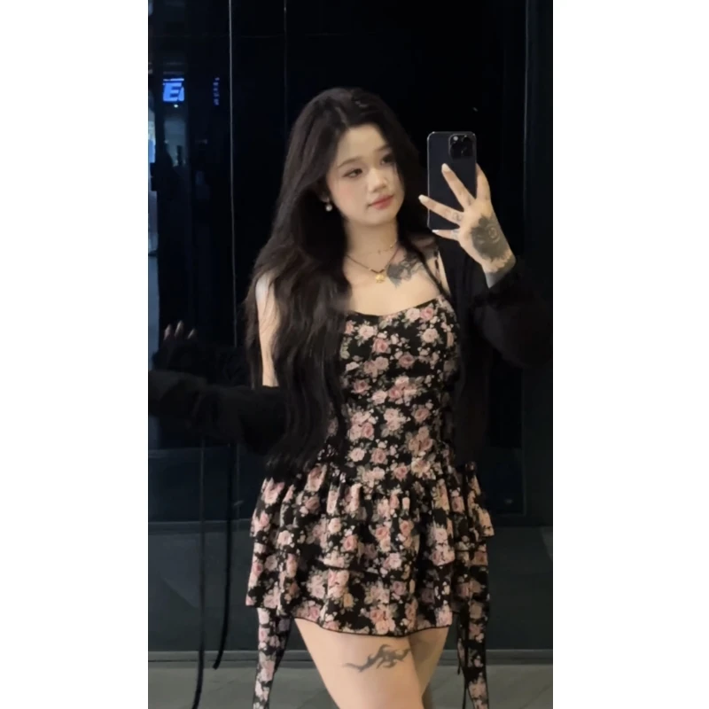 【小琳微胖女装】纯欲慵懒风微胖大码夏季两件套显瘦辣妹碎花连衣裙