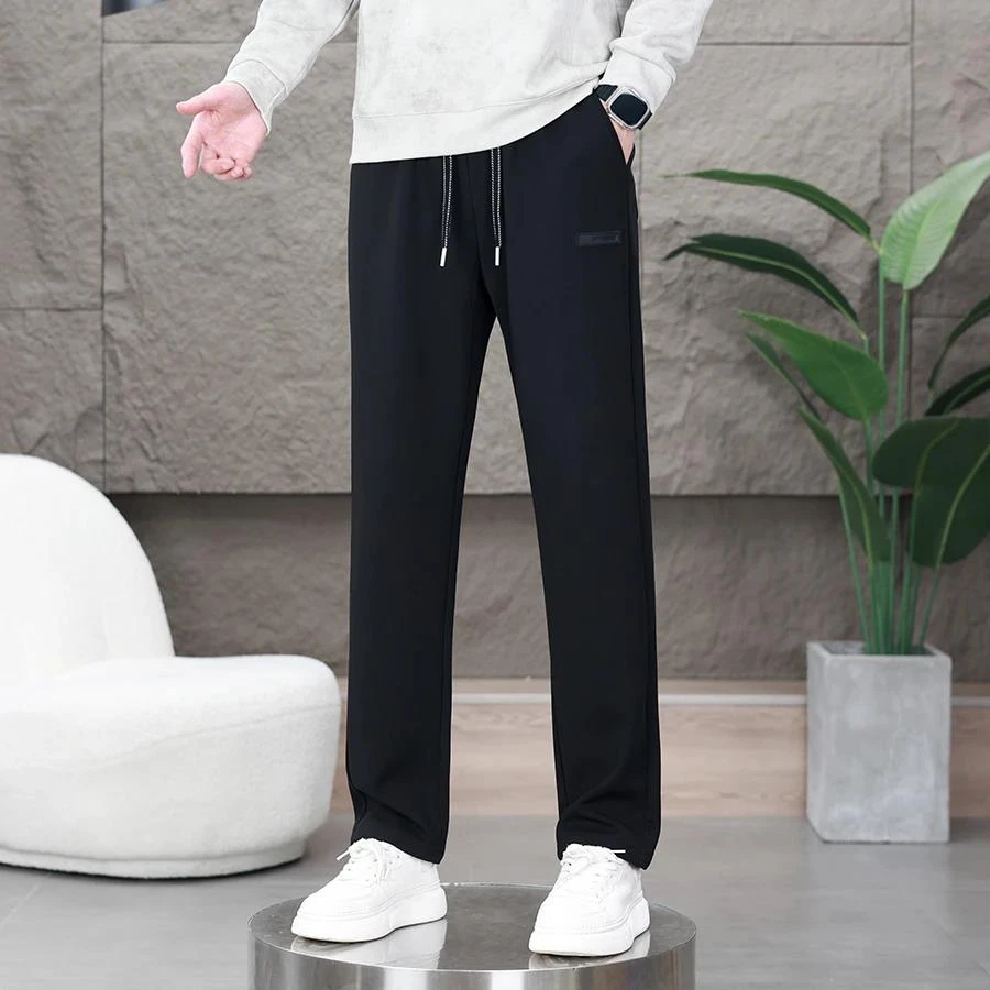 春夏休闲裤男士2025新款百搭直筒松紧腰大码宽松平脚商务春秋长裤