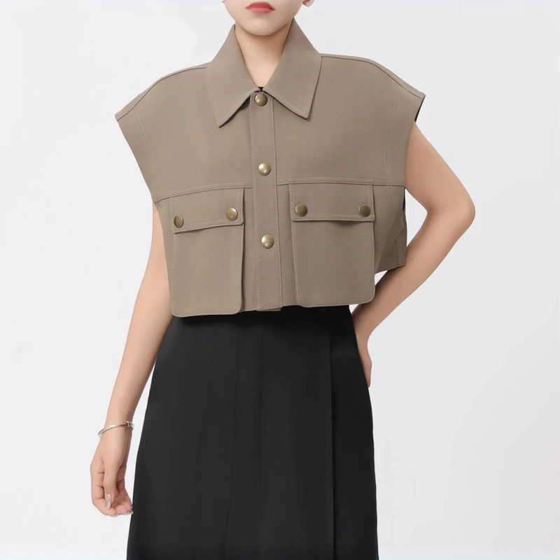 AMASS/阿玛施美拉德风春季时尚百搭短款工装马甲外套5400706