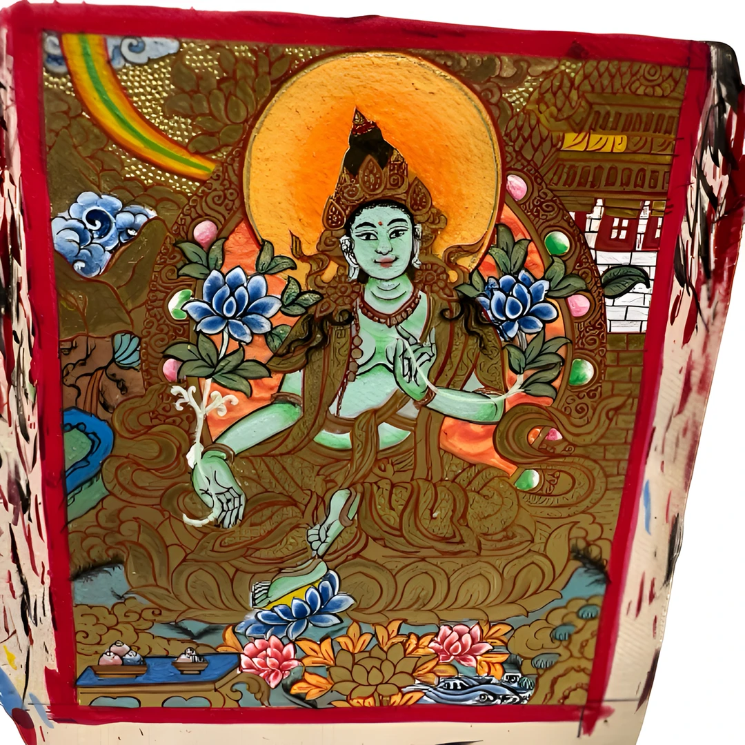 绿度母唐卡青海热贡手绘唐卡