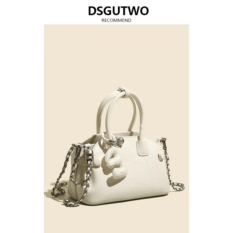 DSGUTWO 鳄鱼纹手提菜篮子包包链条单肩斜跨质感软皮洋气个性小众