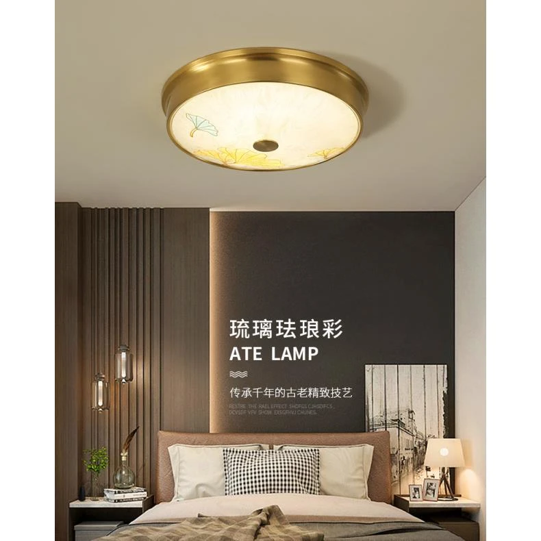 新中式铜加珐琅彩吸顶灯国风禅意简约大气客厅卧室书房卧室茶室灯