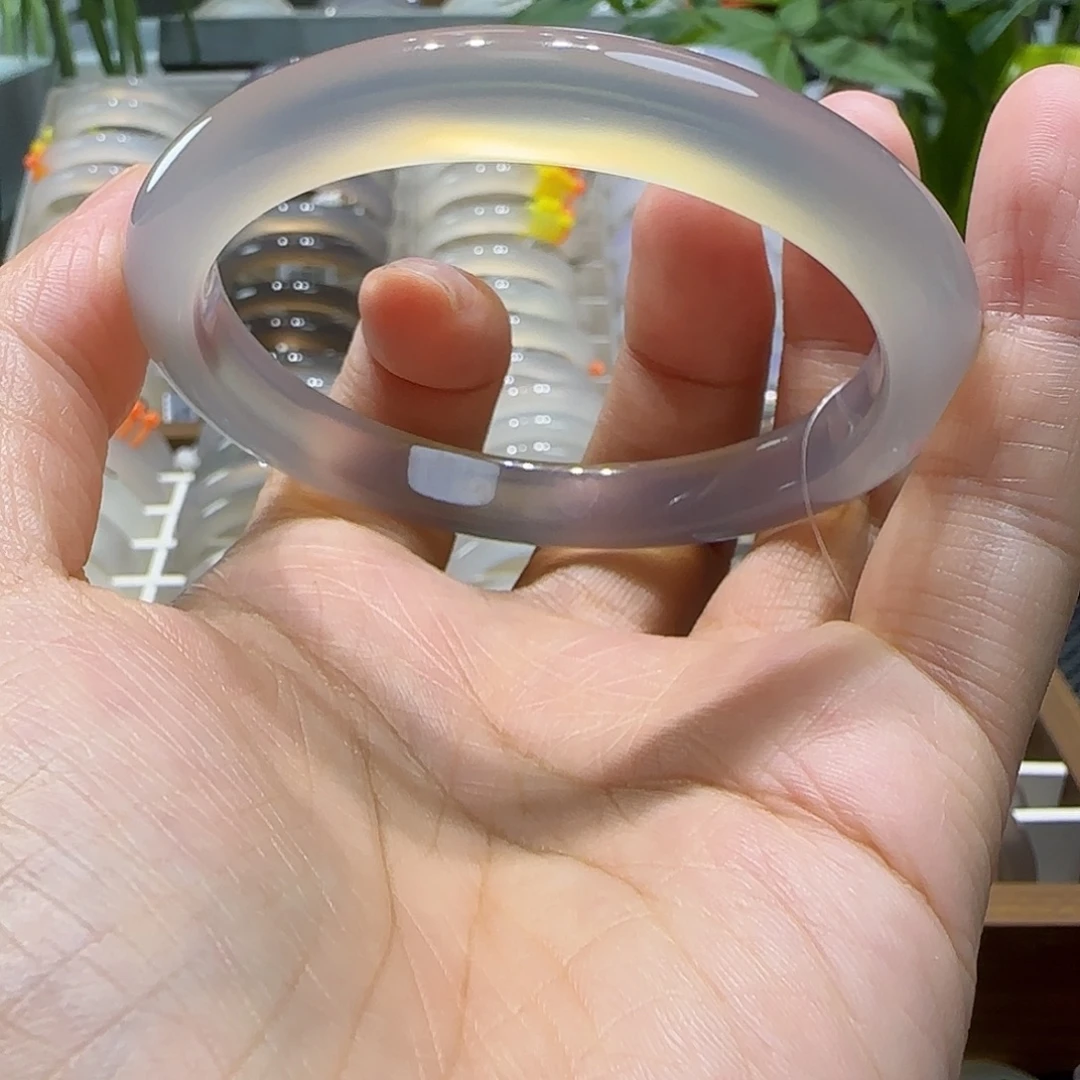 玛瑙/玉髓未镶嵌手镯58灰冰
