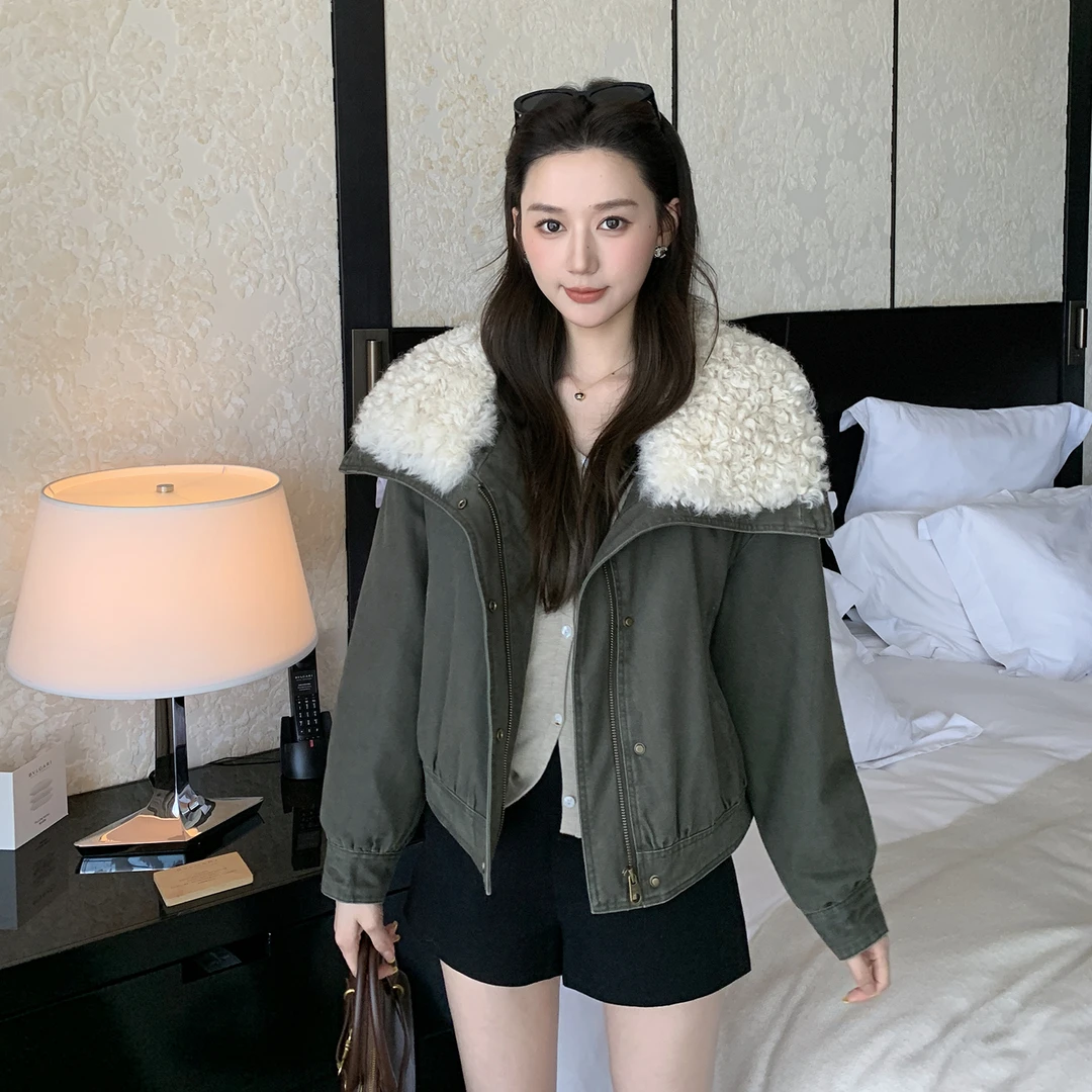 羊毛领90鹅绒羽绒派克服外套冬2025新款托斯卡纳皮毛一体毛领