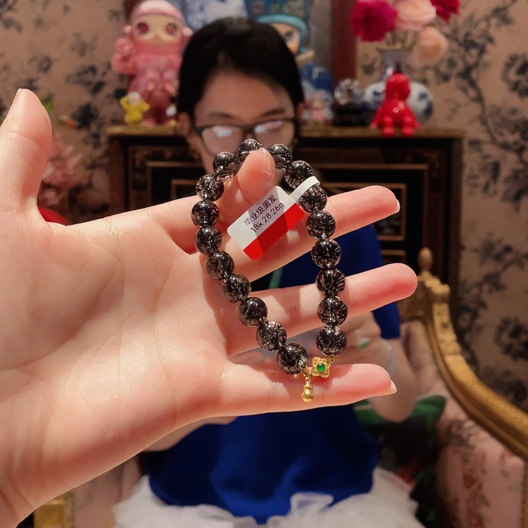 水晶手串18K金镶嵌手串