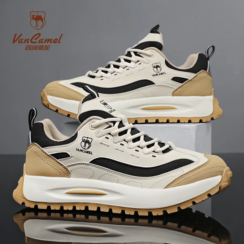 西域骆驼新款厚底潮流轻便时尚老爹鞋男鞋百搭网面运动休闲鞋男款