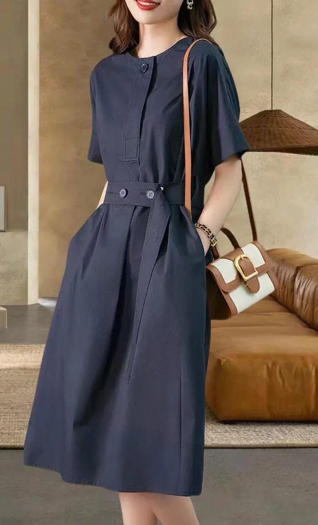 夏季休闲风宽松显瘦黑裙连衣裙宽松时尚高质感穿搭