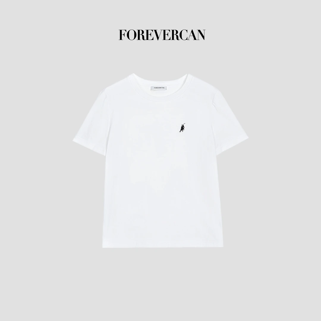 FOREVERCAN“拉夫日记”经典款小马刺绣百搭短袖T恤 ST23171