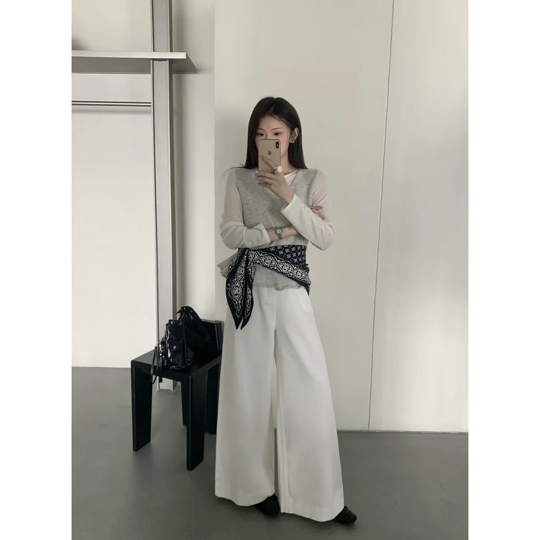 两颗桃  “长腿比例”韩系垂感天丝软牛仔裤