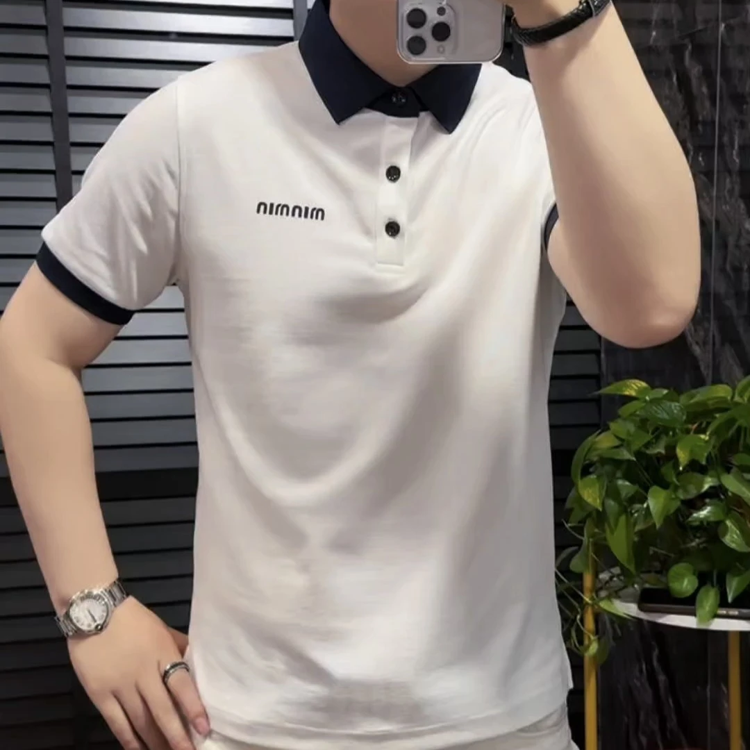 B107男士翻领polo衫打底衫欧货时尚修身潮流短袖袖针织衫短袖t恤