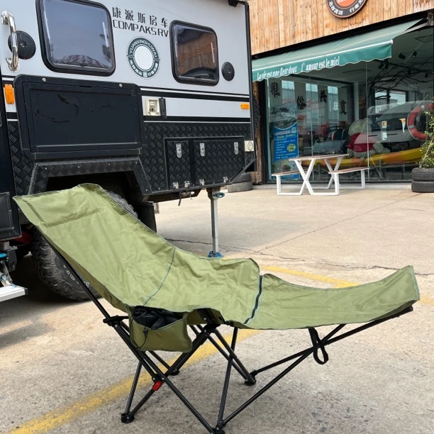 户外折叠月亮椅四档调节带腿托躺椅野餐午休便携露营椅桌自用送人