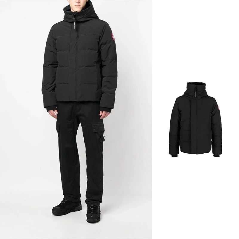 未使用 CANADA GOOSE 黑色徽标羽绒派克大衣 MacMillan