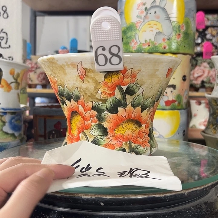 满38包邮 景德镇手绘花盆