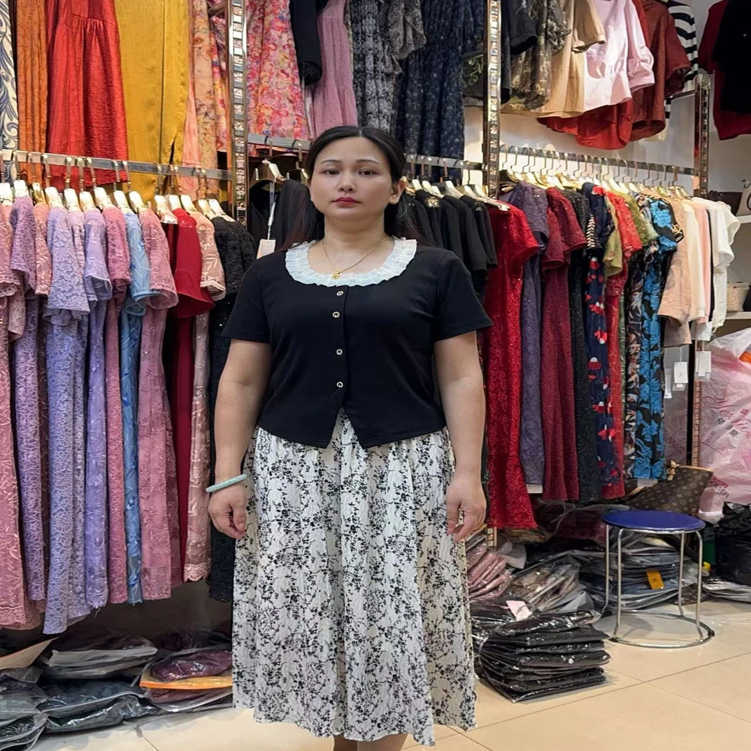 夏季法式短袖花边上衣搭配小碎花半身裙时尚显瘦套装