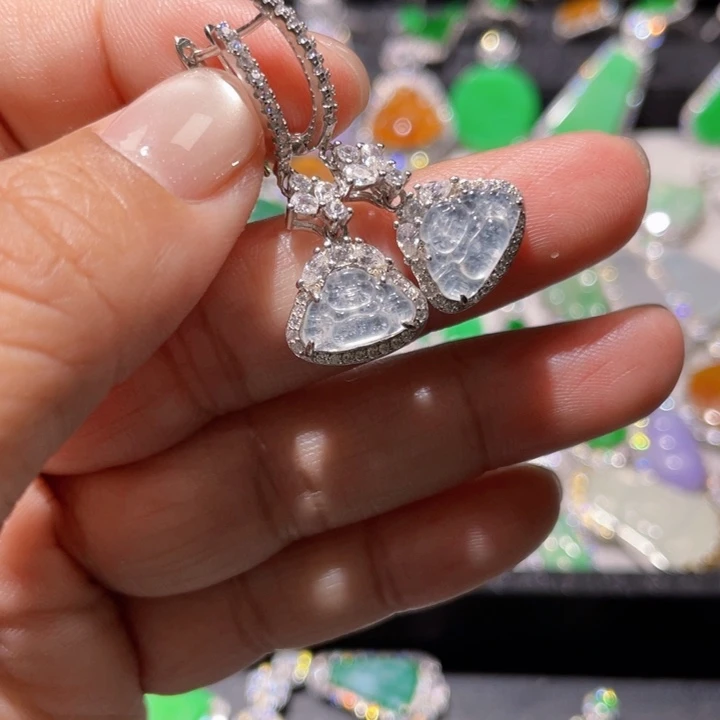 翡翠银S925镶嵌耳饰精品