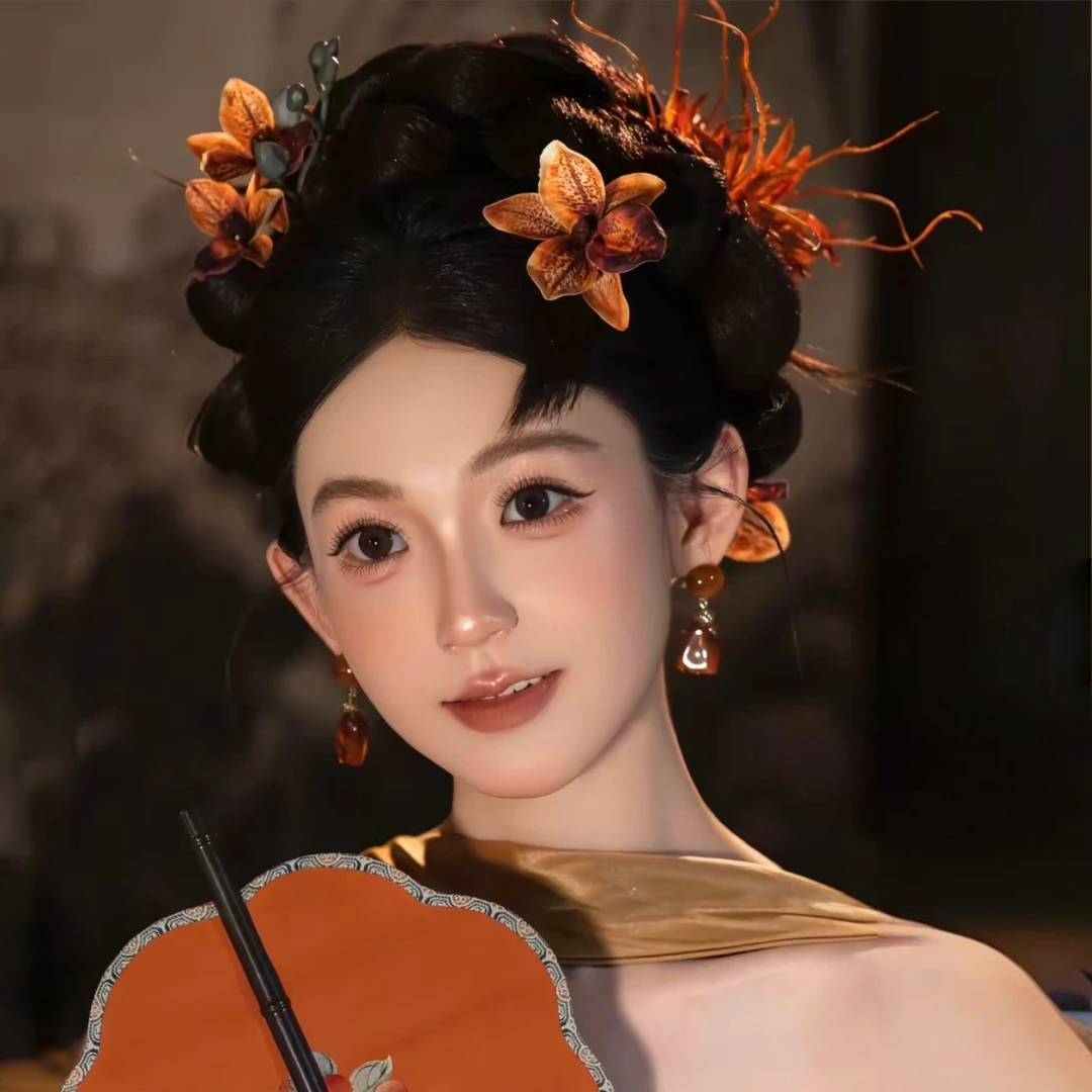 喜看优选15379蕙兰花龙须昙花新娘唯美百搭时尚拍照摄影发饰品