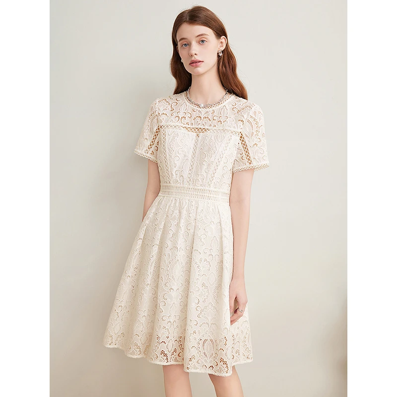 Goodland美地2025夏季新款法式优雅蕾丝气质高级连衣裙LC35205820