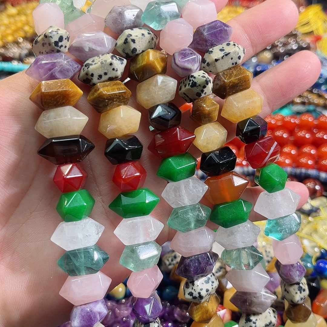 玛瑙/玉髓合金珠宝半成品多宝双尖一条10x20mm20颗