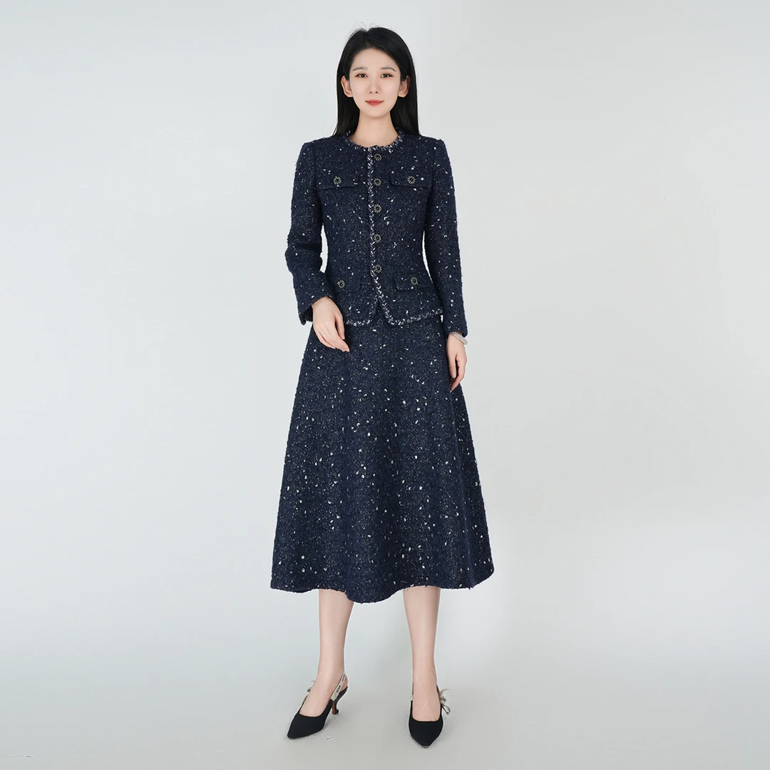 【高定系列】羊驼毛秋季西服女沧雪香风套装HCSS050806+HCSS050807