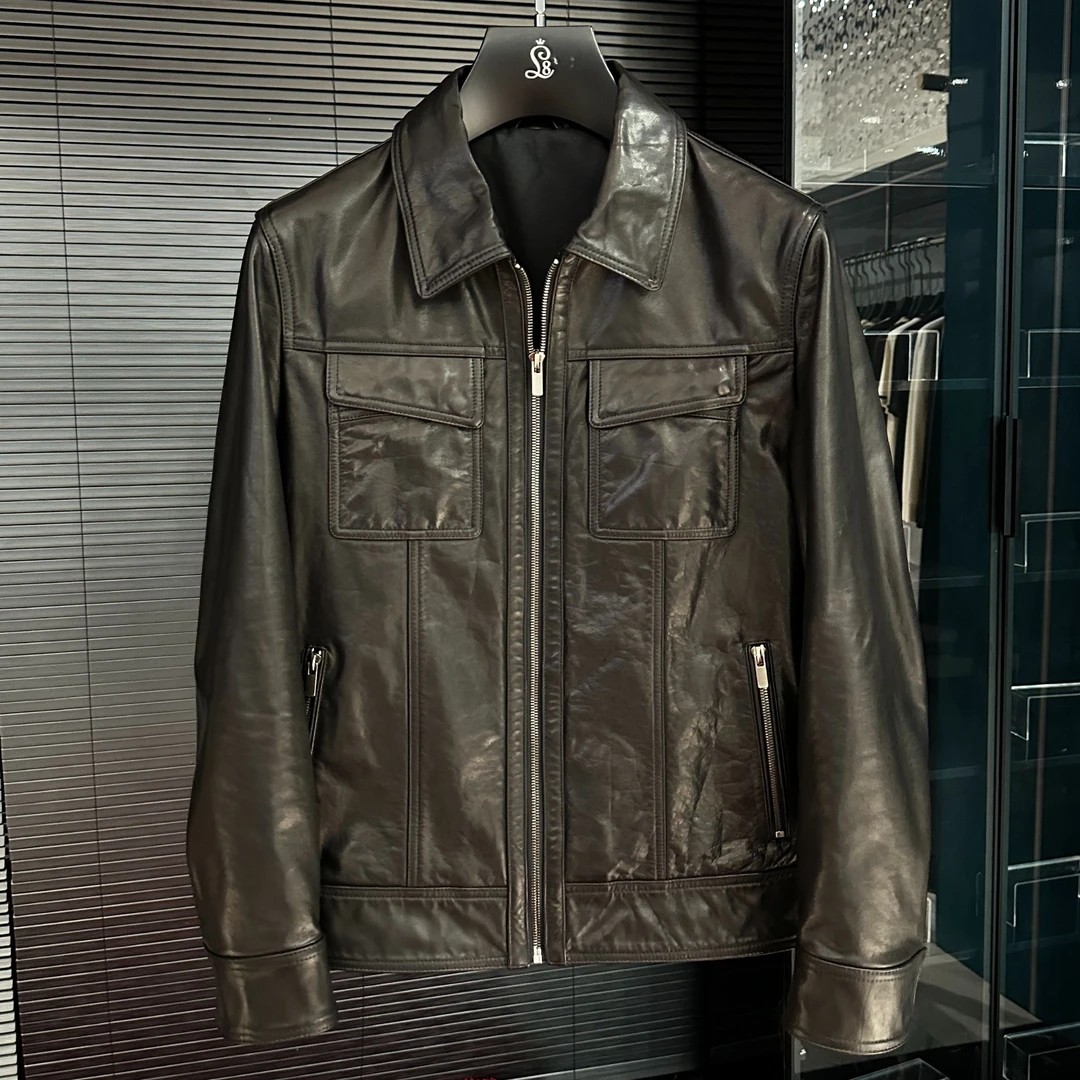 秋季 新款 赫本牛皮 拉链 皮夹克 99092