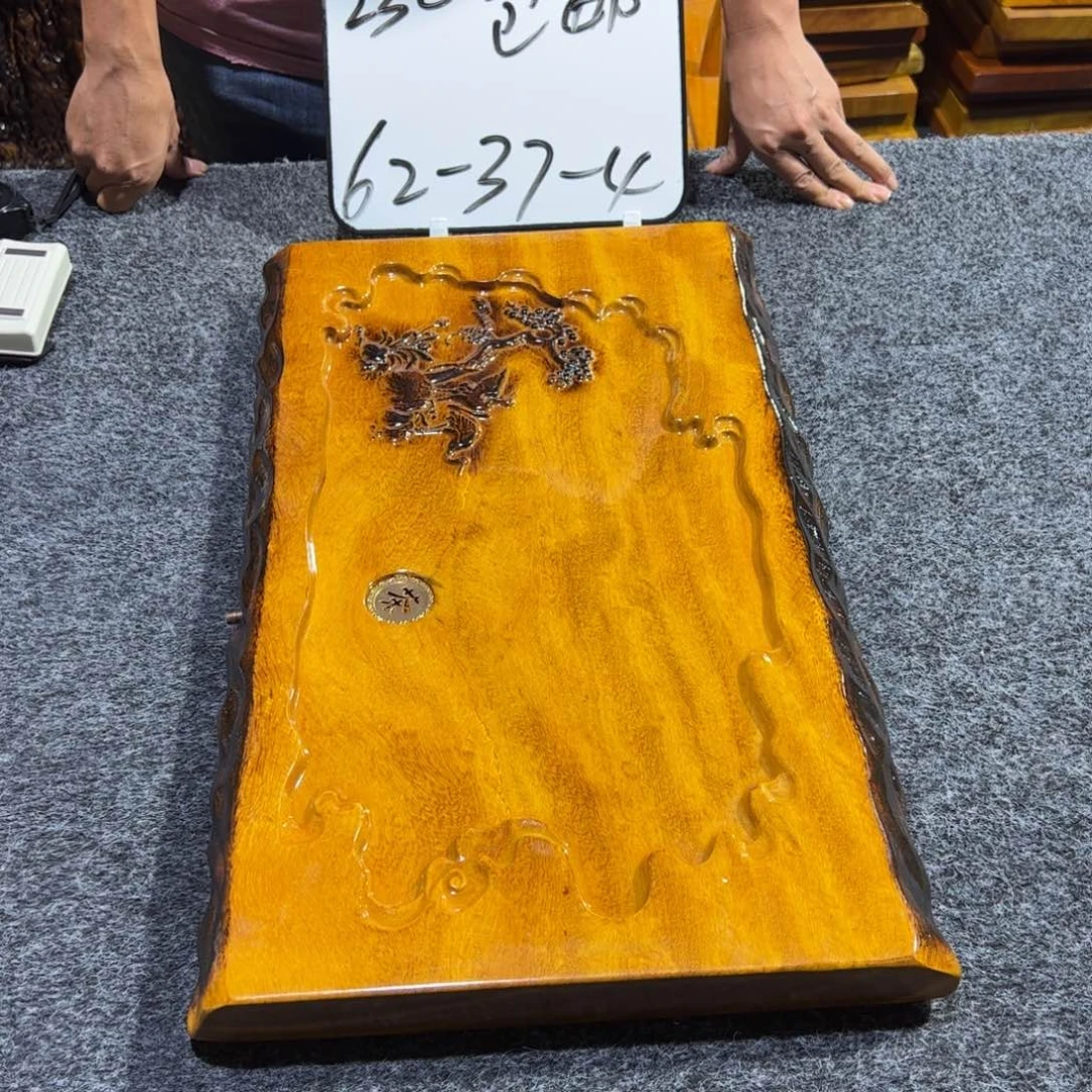 会***鱼缅甸大叶金丝楠实木茶盘