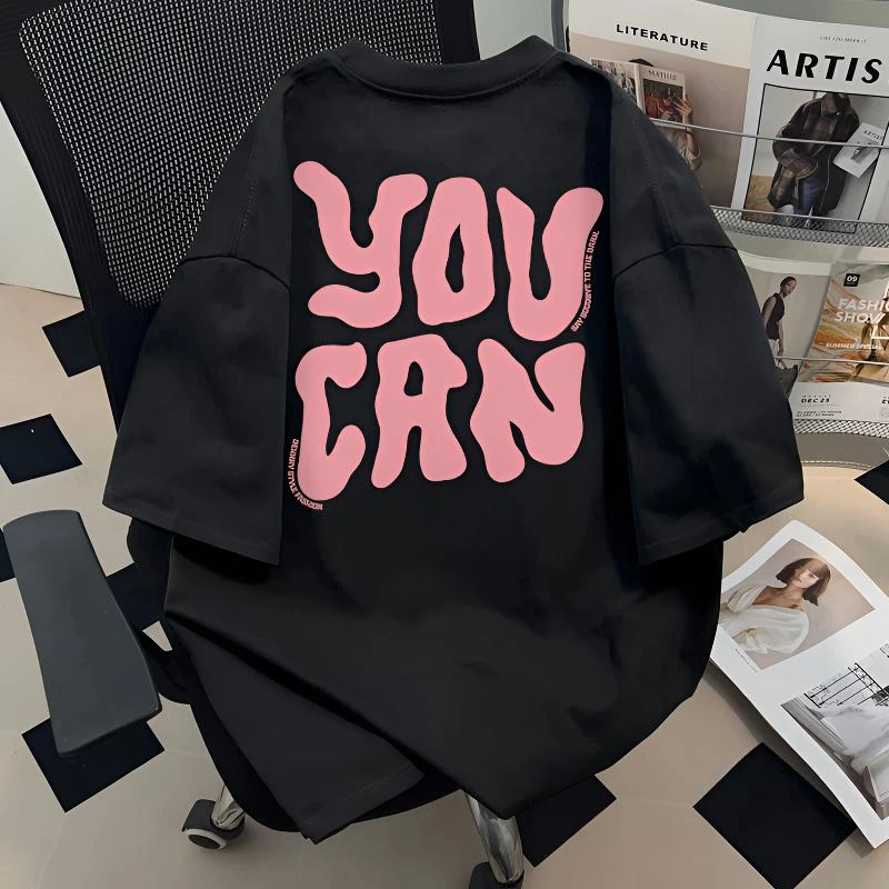 jtrt韩系纯棉圆领短袖t恤男女款夏季百搭设计感字母宽松休闲上衣