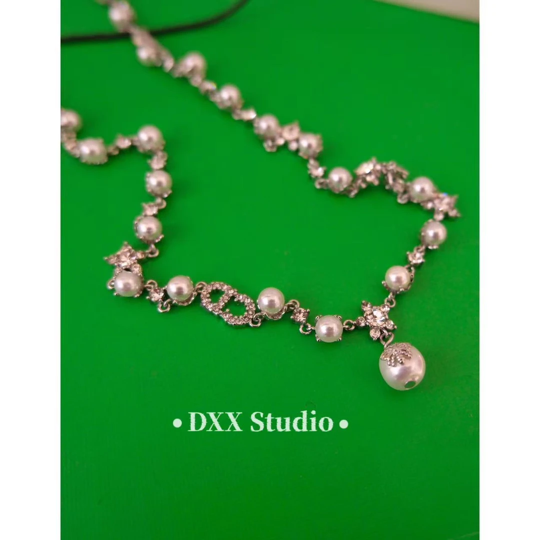 铜合金锆石项链 小众设计贝珠ins项链47924