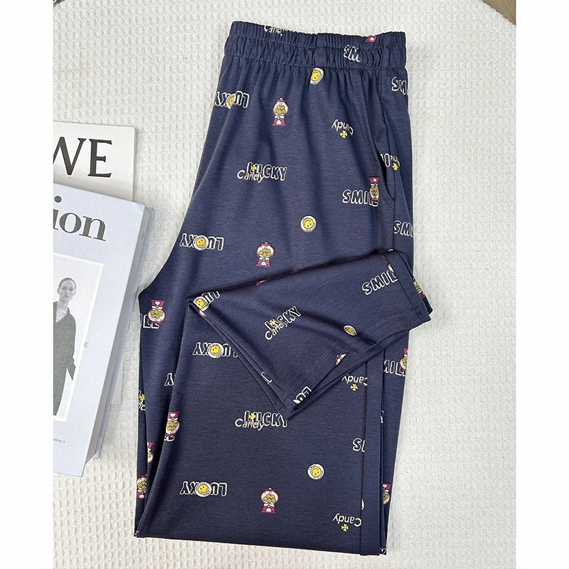 【云朵般手感】纯棉居家休闲外穿长裤有口袋亲肤女中年印花睡裤春秋