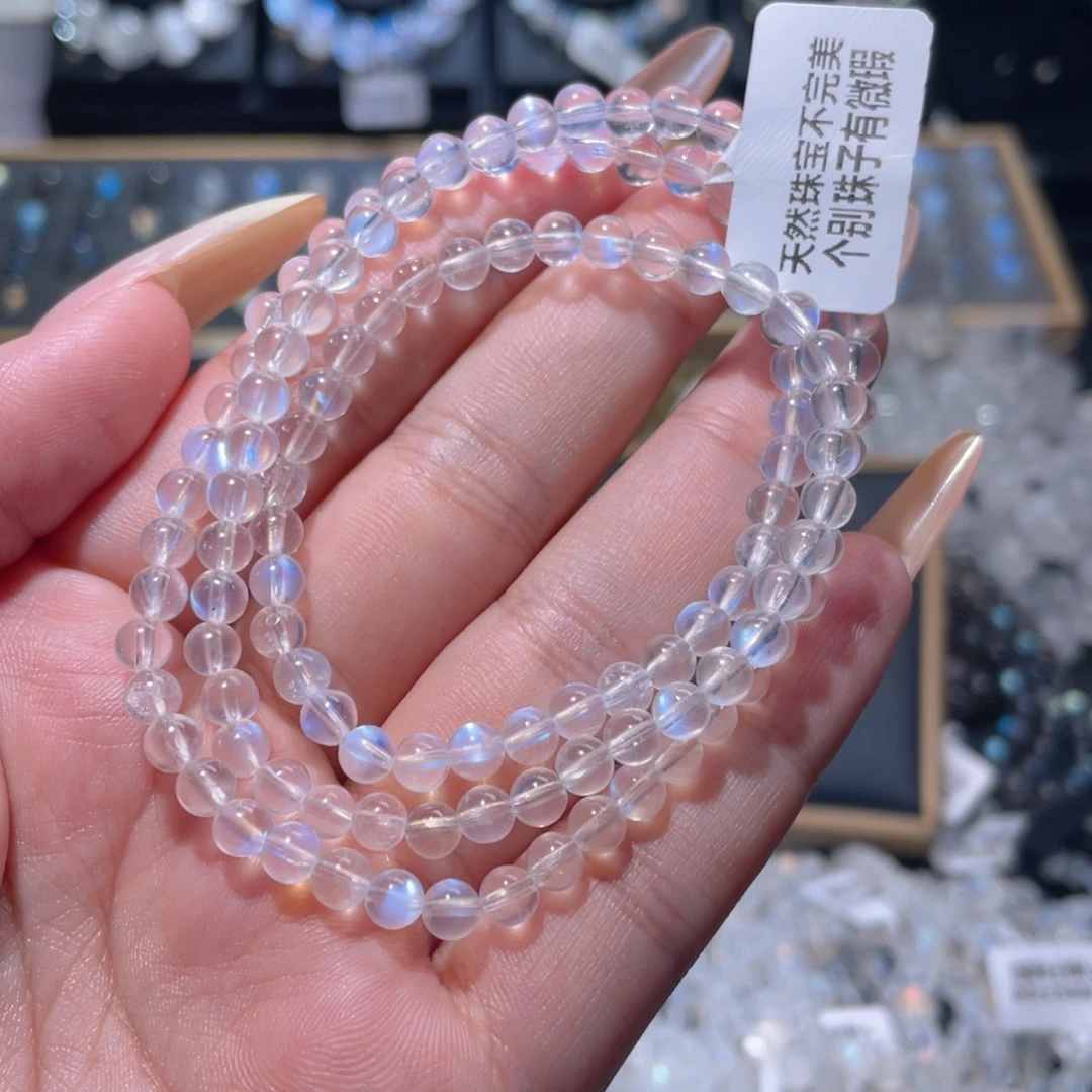 长石未镶嵌手链蓝月光手链多圈4.9mm