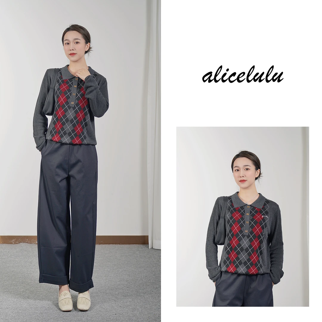 [alicelulu]显瘦遮肉打底针织毛衫保暖时尚polo领S1035342U