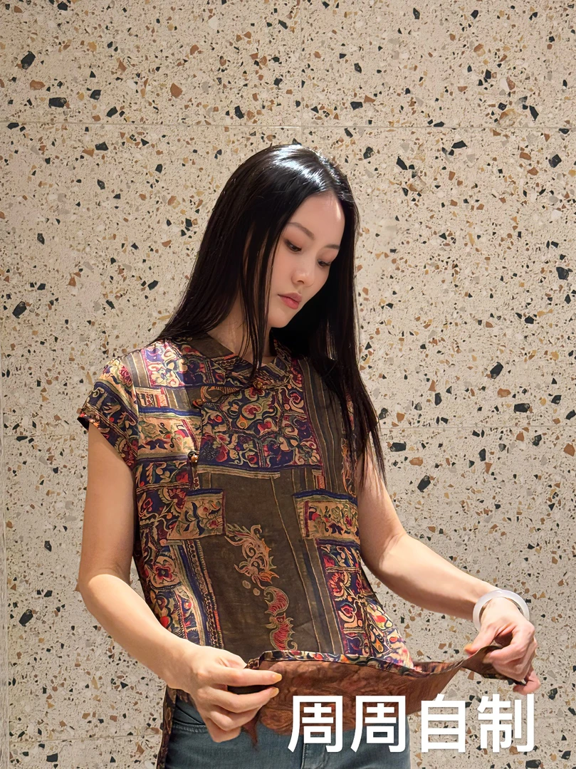 周周自制【曼罗】时尚飞袖上衣女装新中式上衣奥黛款高档夏季衬衫