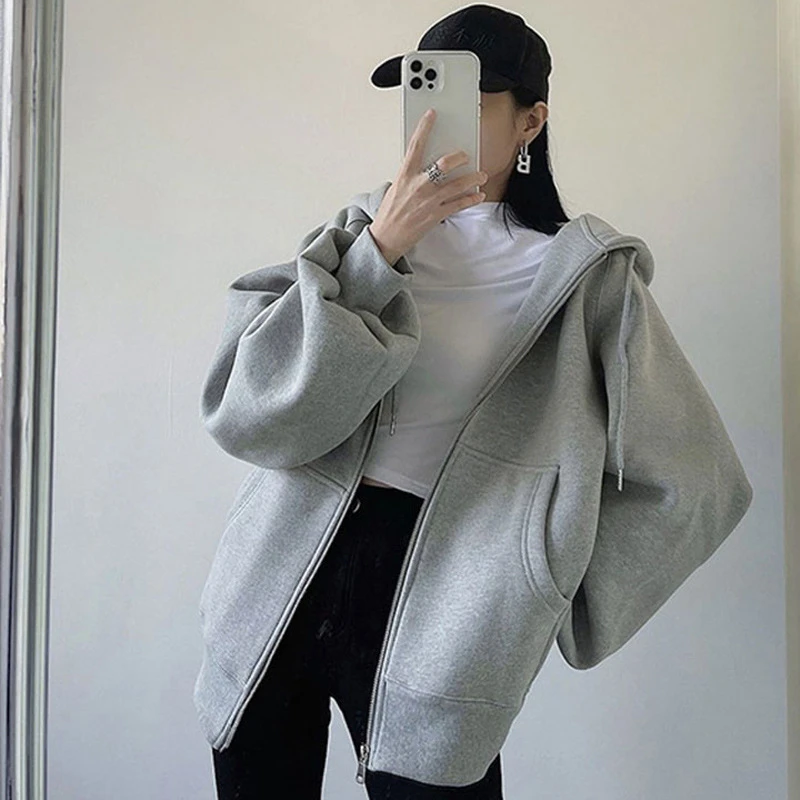 新店福利外套卫衣休闲连帽宽松学生韩版百搭春秋季加绒薄款慵懒风