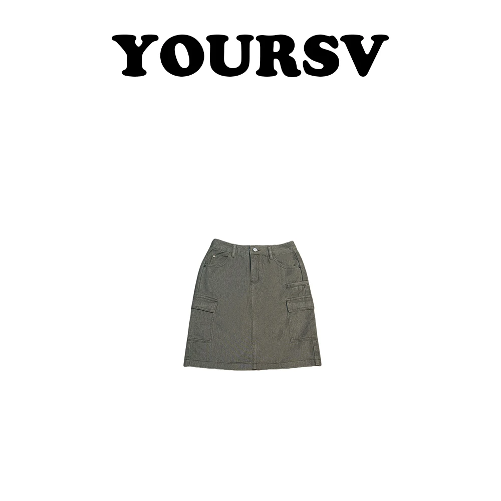 【YOURSV】「巴黎往事」夏季休闲山系工装风中裙潮流A字裙牛仔半身裙