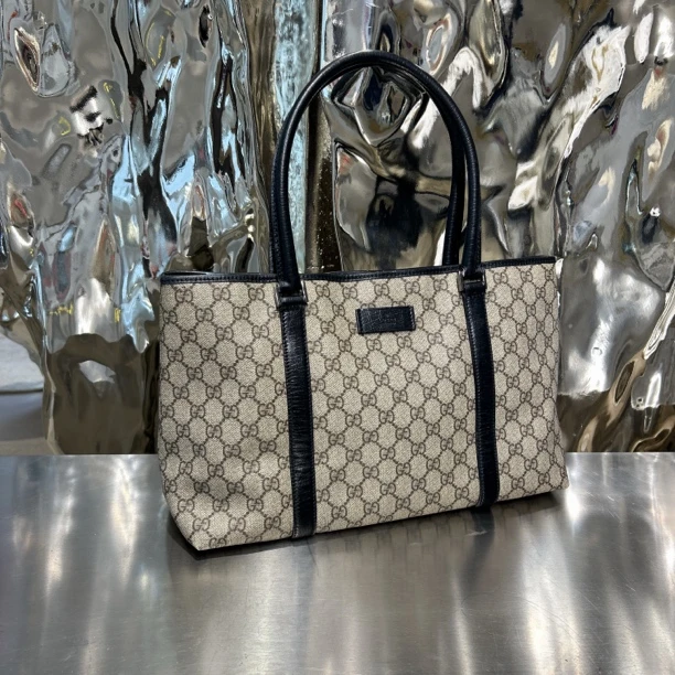 95新 GUCCI/古驰 经典老花 黑色手提