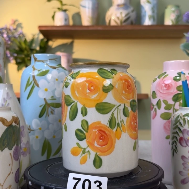 景德镇陶瓷手绘花瓶摆件无孔