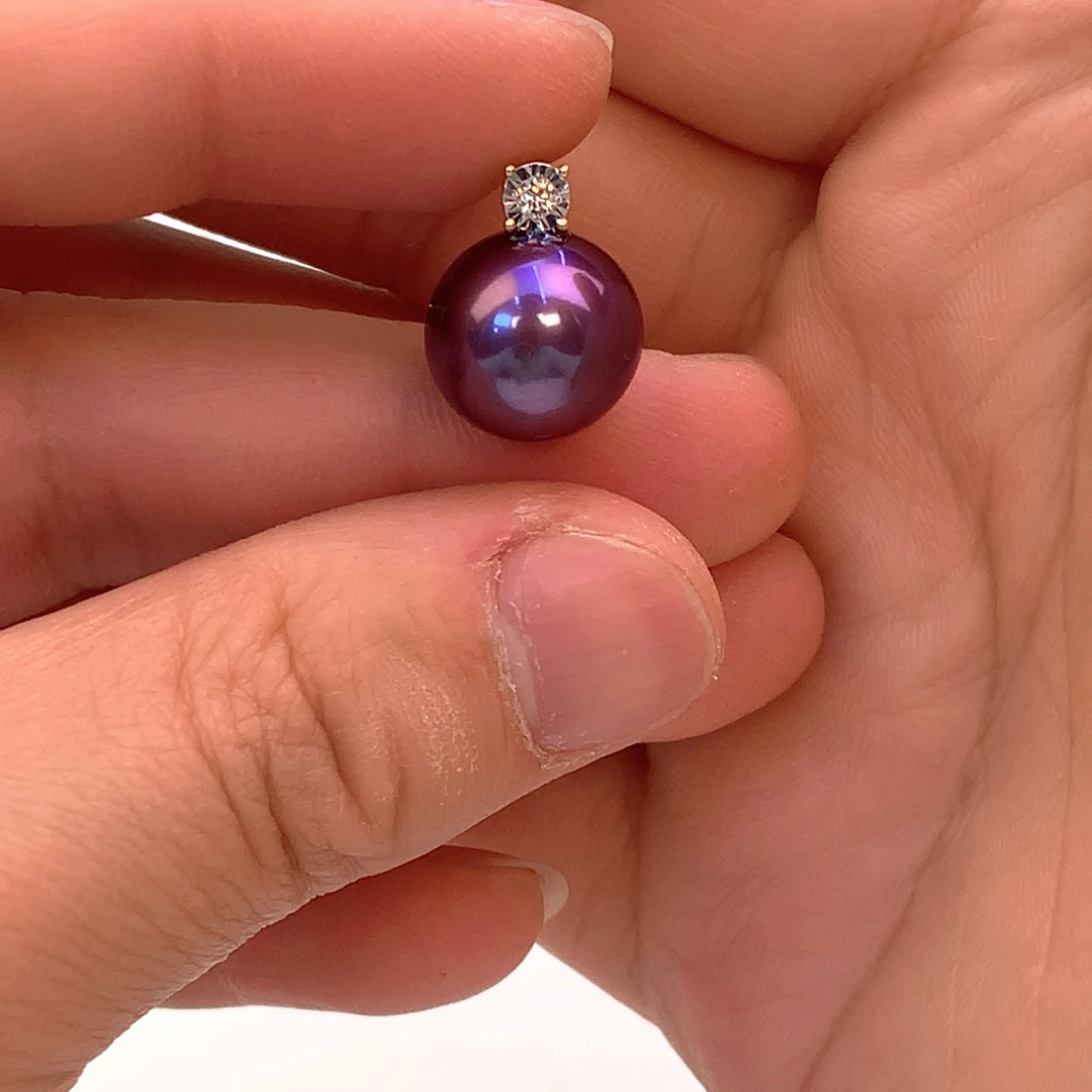 淡水珍珠吊坠(赠链)18K金镶嵌