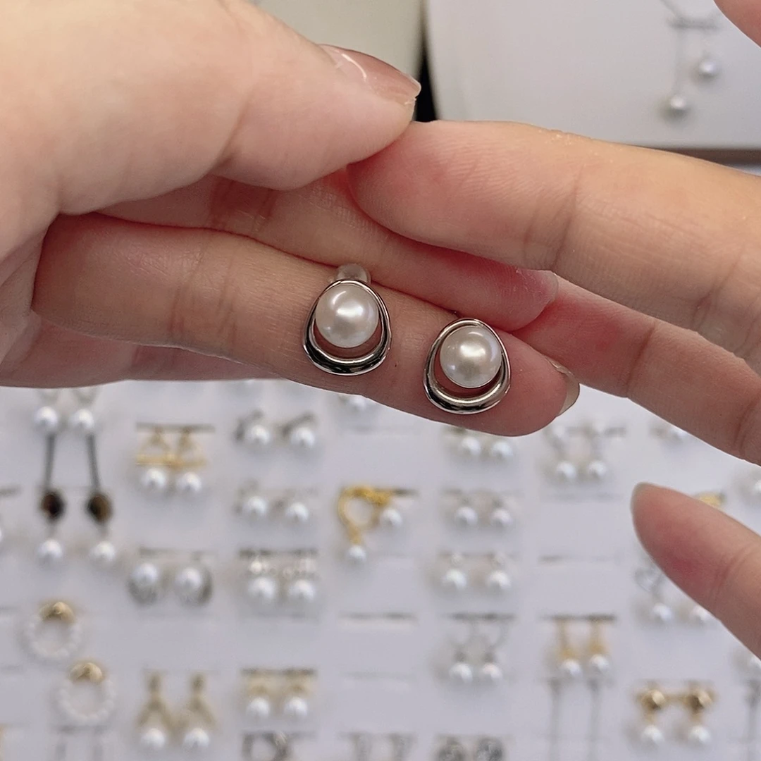 耳饰淡水珍珠银S925镶嵌