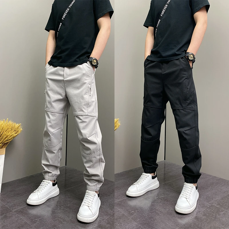 2025年秋季新款潮流韩版痞帅束脚裤个性设计感拉链青年男士休闲裤