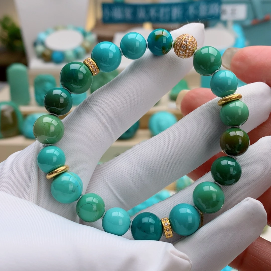 绿松石18K金镶嵌挂件