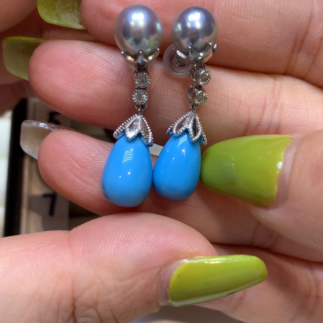 银S925镶嵌海水珍珠耳饰