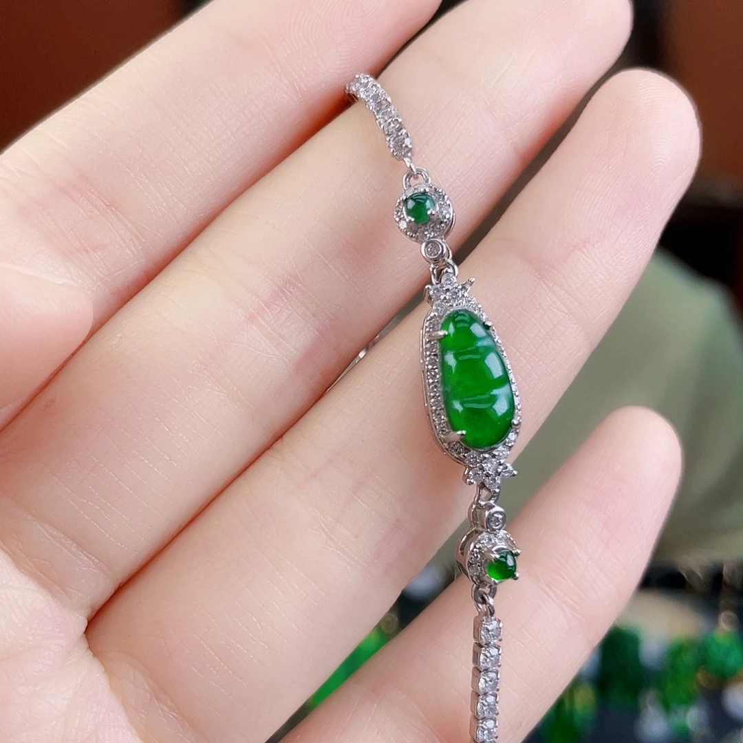 翡翠银S925镶嵌耳饰