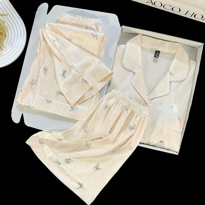 【A01-29】编码下单 带胸垫凉感雪花丝三件套夏季套装