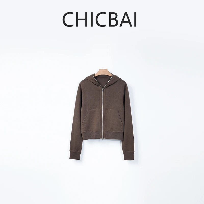 CHICBAI LU风时髦极简显瘦连帽羊毛衫
