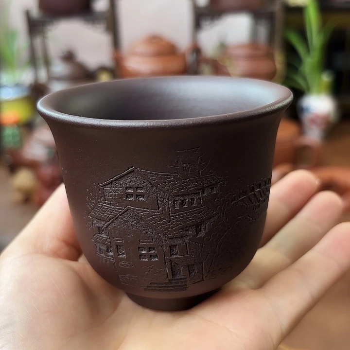 茶杯紫砂主人杯 老紫泥 120cc