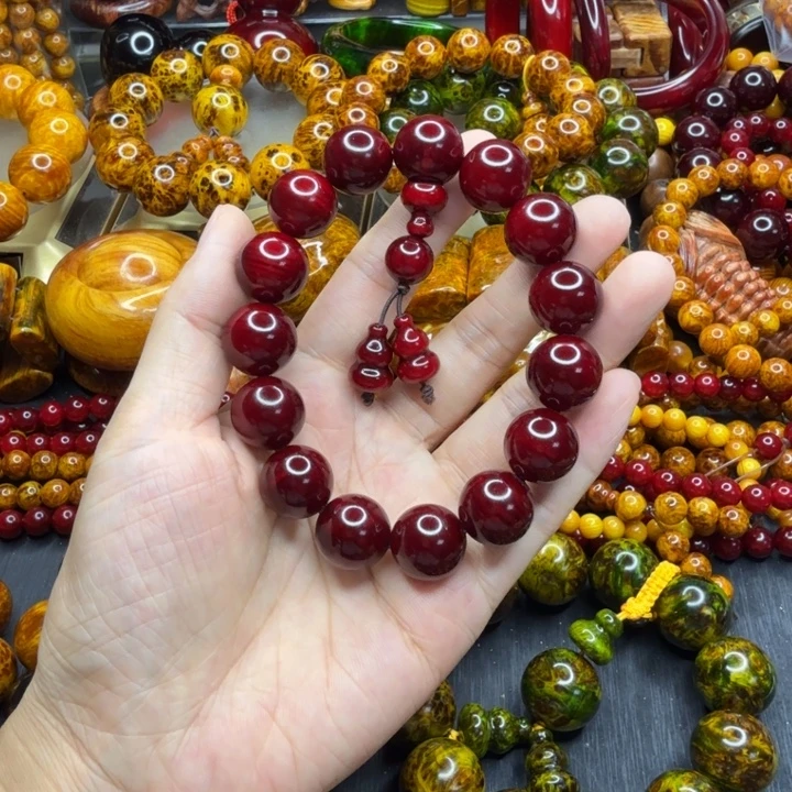 松木琥珀木文玩手串