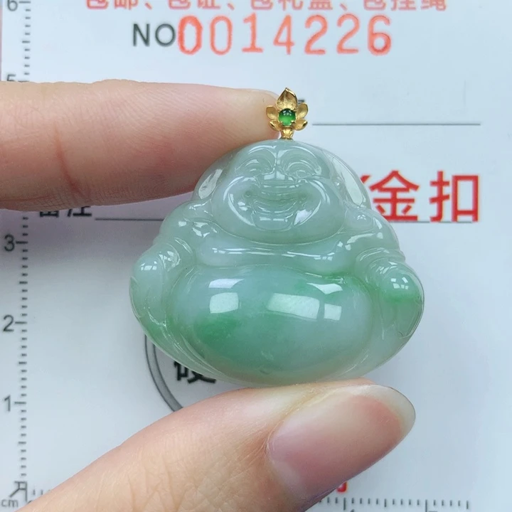 翡翠颈饰18K金镶嵌天然翡翠a货