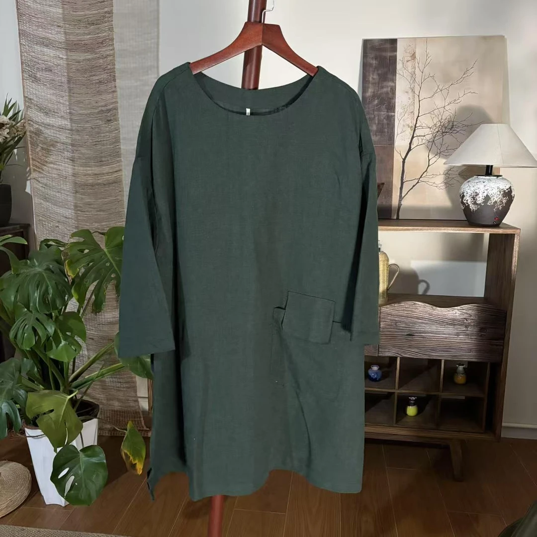 【大梅子推荐】设计款亚麻圆领上衣GMCX109