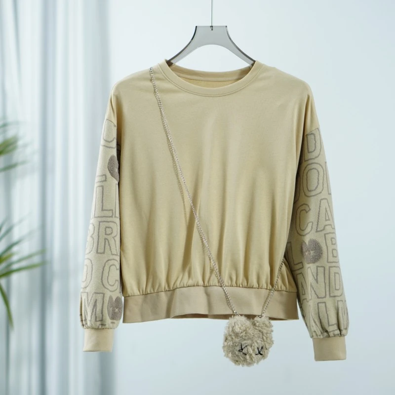 【三C・伊】E129-1  女装春秋拼接套头卫衣杏色Y22310405200