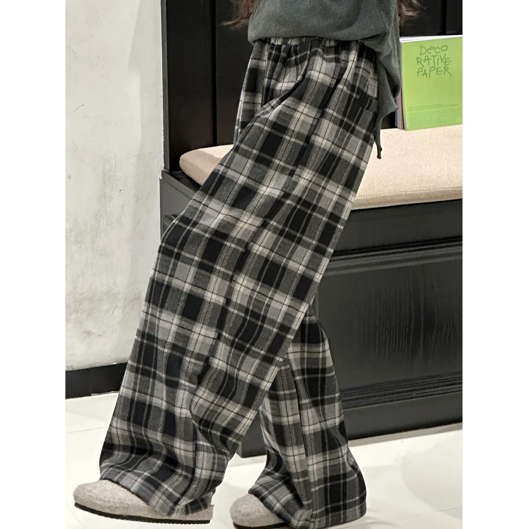 K27159孙小美慵懒女童秋装格子休闲裤2025秋冬新款儿童加绒加厚裤