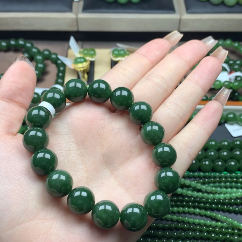 【闪购商品】和田玉（碧玉）手串未镶嵌13m微黑点新人福利